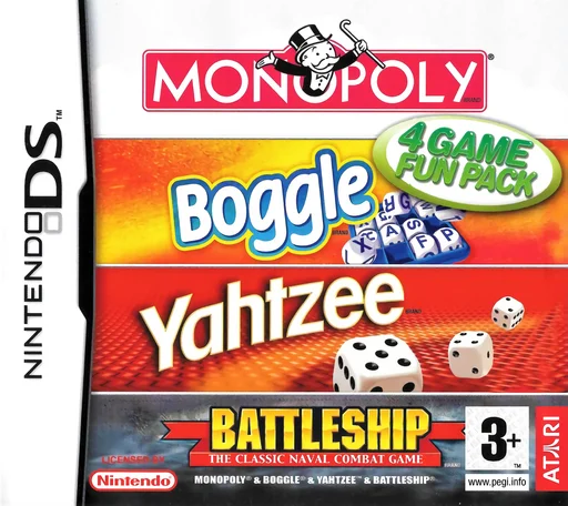 4 Game Fun Pack – Monopoly + Boggle + Yahtzee + Battleship