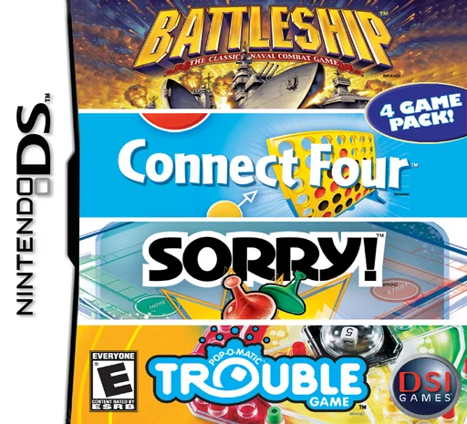 4 Game Pack! – Battleship + Connect Four + Sorry! + Trouble